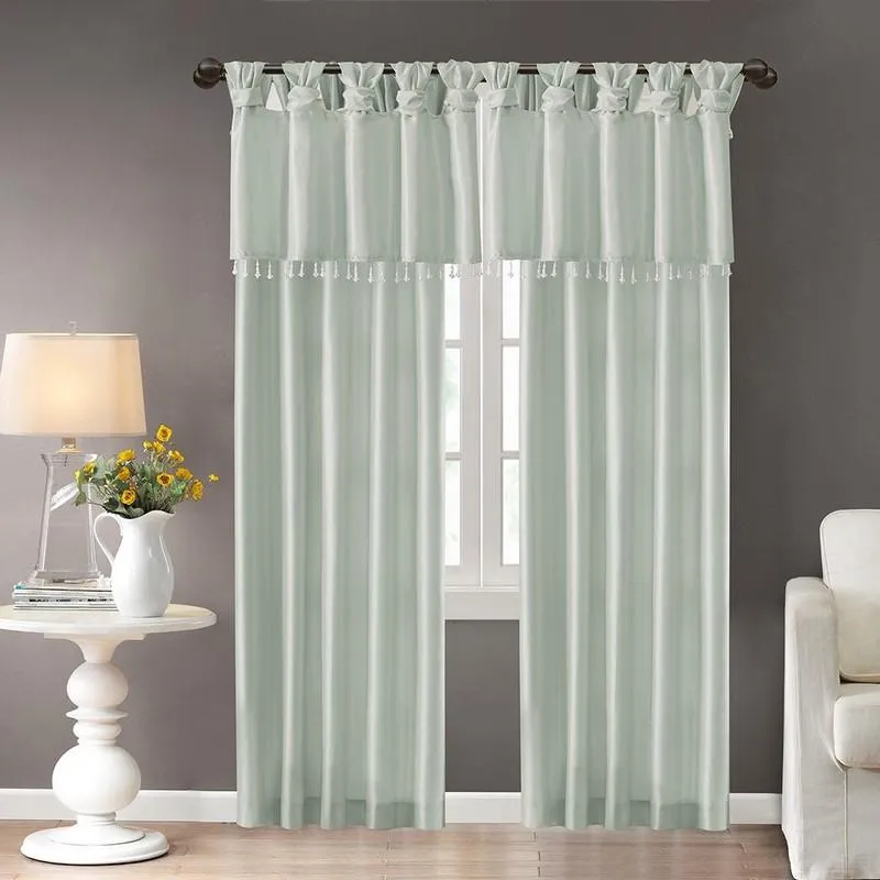 100% Polyester Twisted Tab Valance With Beads -50X26" MP41-4455 By Olliix