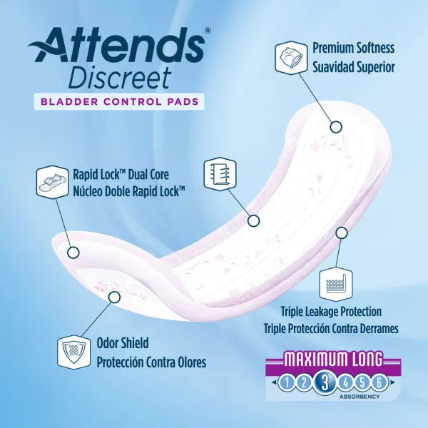 Attends Discreet Women's Maximum Long Pads
