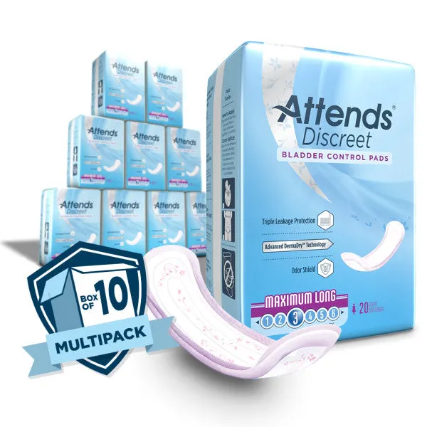 Attends Discreet Women's Maximum Long Pads