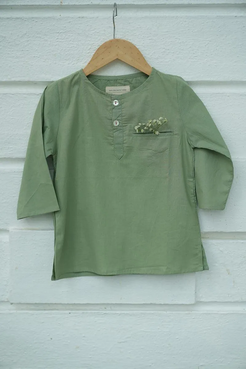 Barfi bliss’ natural dyed ethnic kurta in green