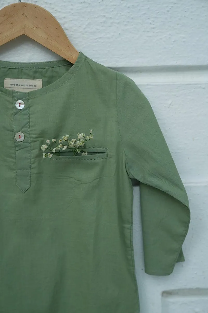 Barfi bliss’ natural dyed ethnic kurta in green