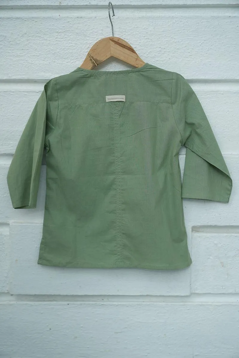 Barfi bliss’ natural dyed ethnic kurta in green