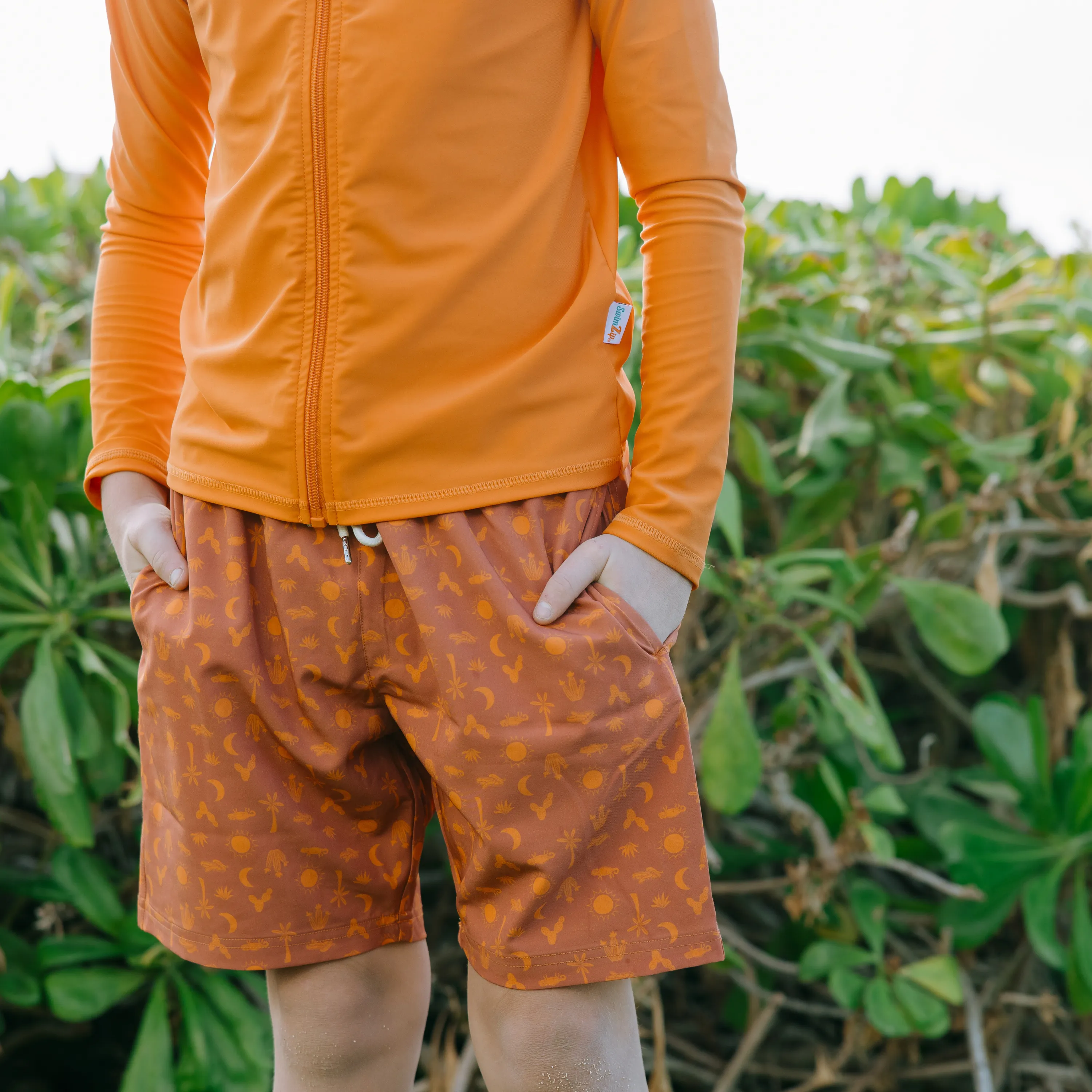 Boys Swim Trunks Boxer Brief Liner (sizes 6-14) | “Desert"