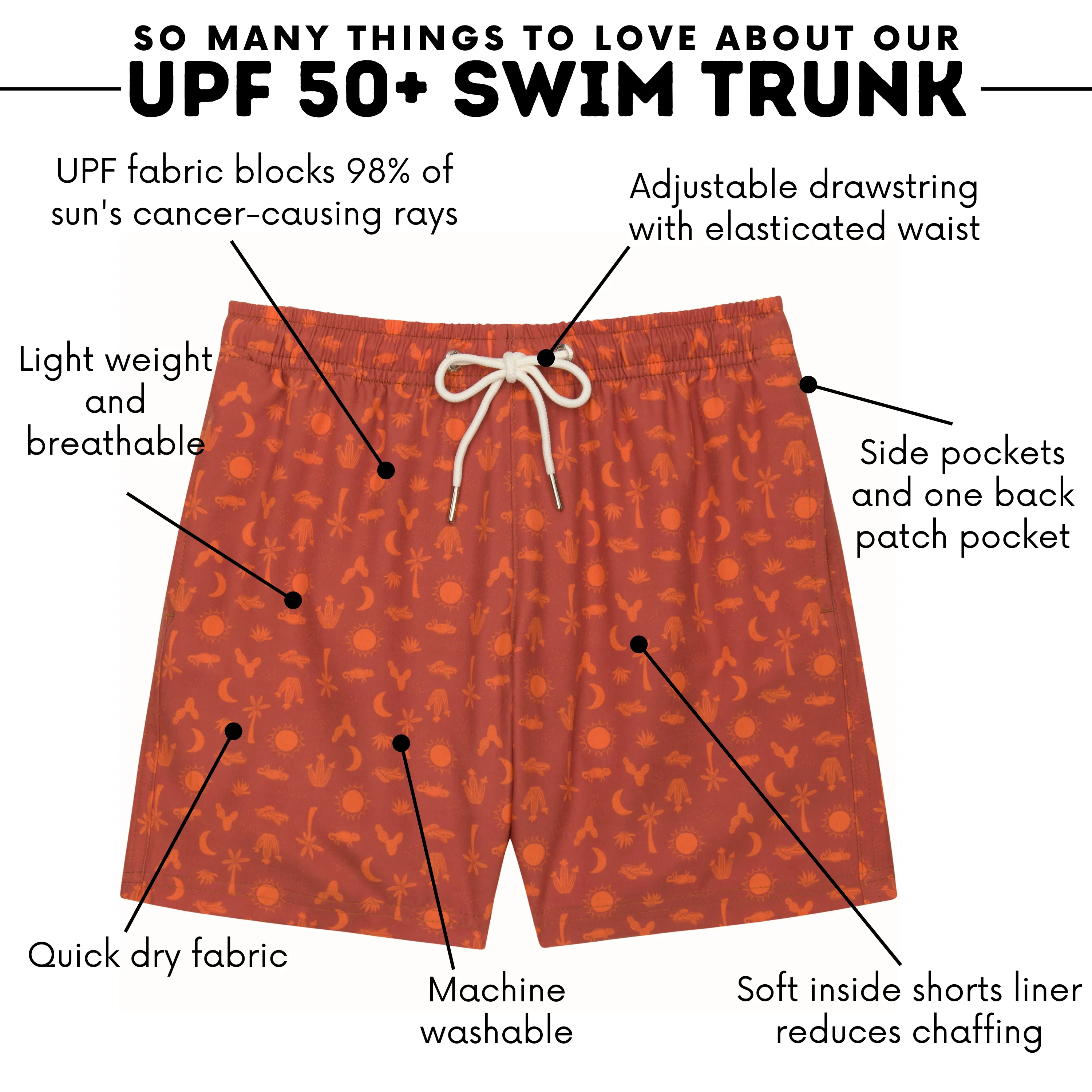 Boys Swim Trunks Boxer Brief Liner (sizes 6-14) | “Desert"