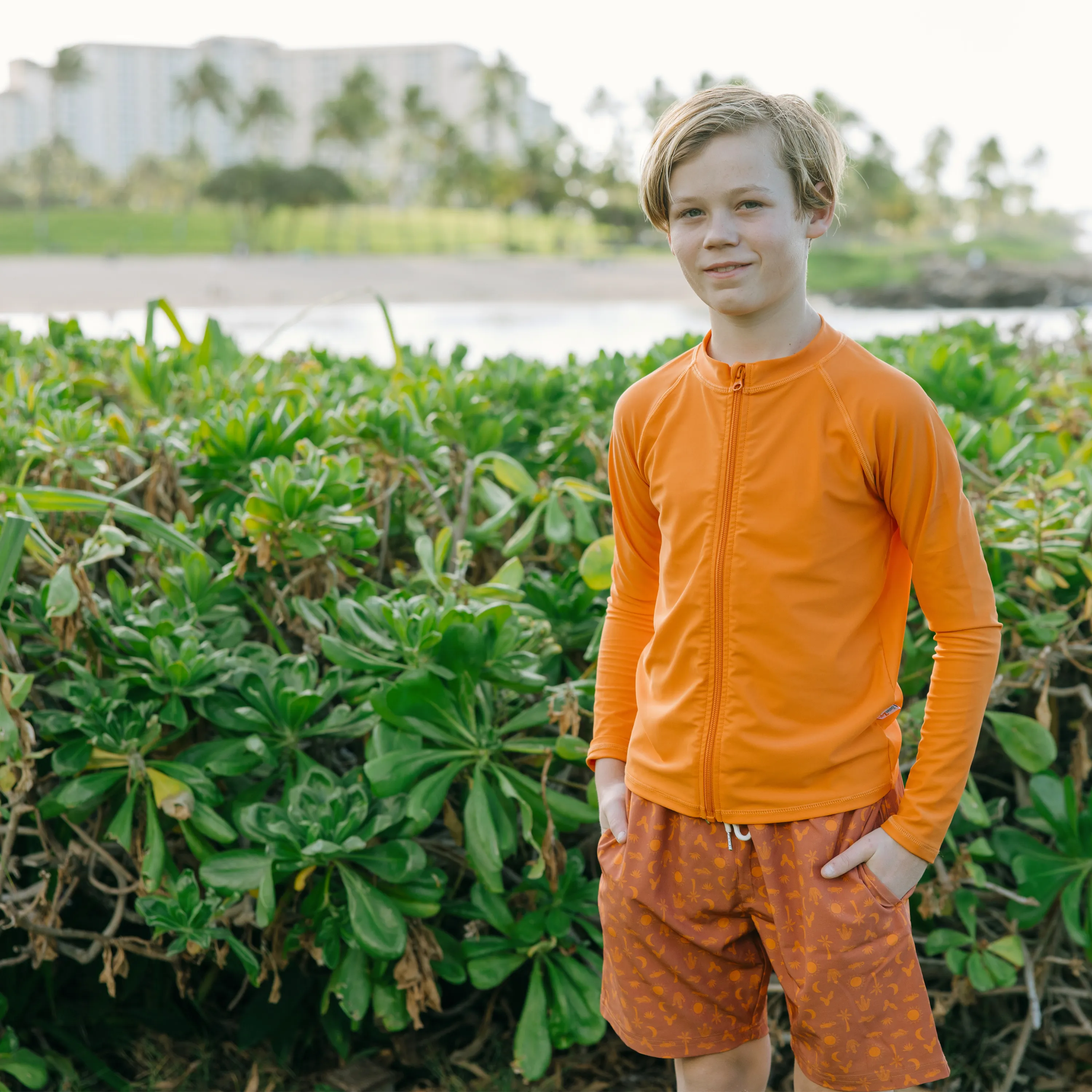 Boys Swim Trunks Boxer Brief Liner (sizes 6-14) | “Desert"