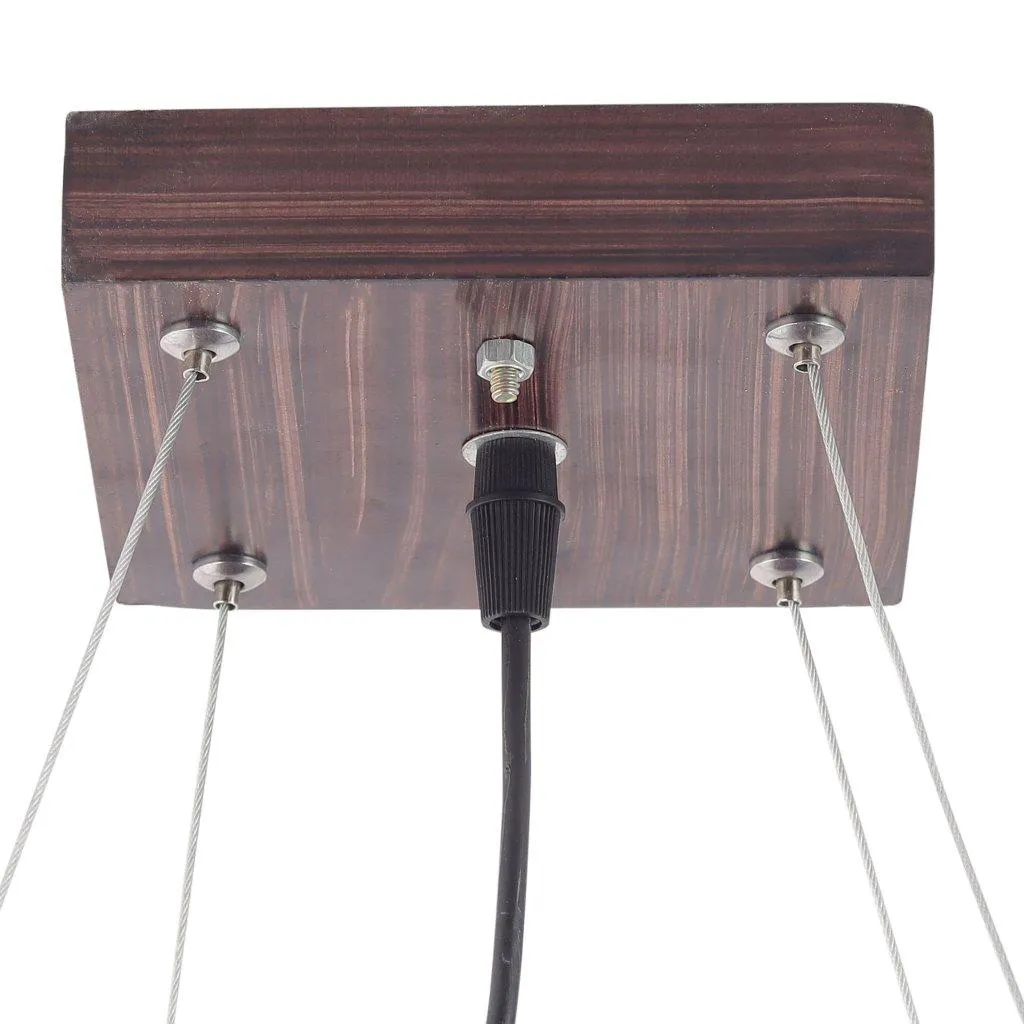 Brown Wood Hanging Light - M-19-4LP-HL-SQ - Included Bulb