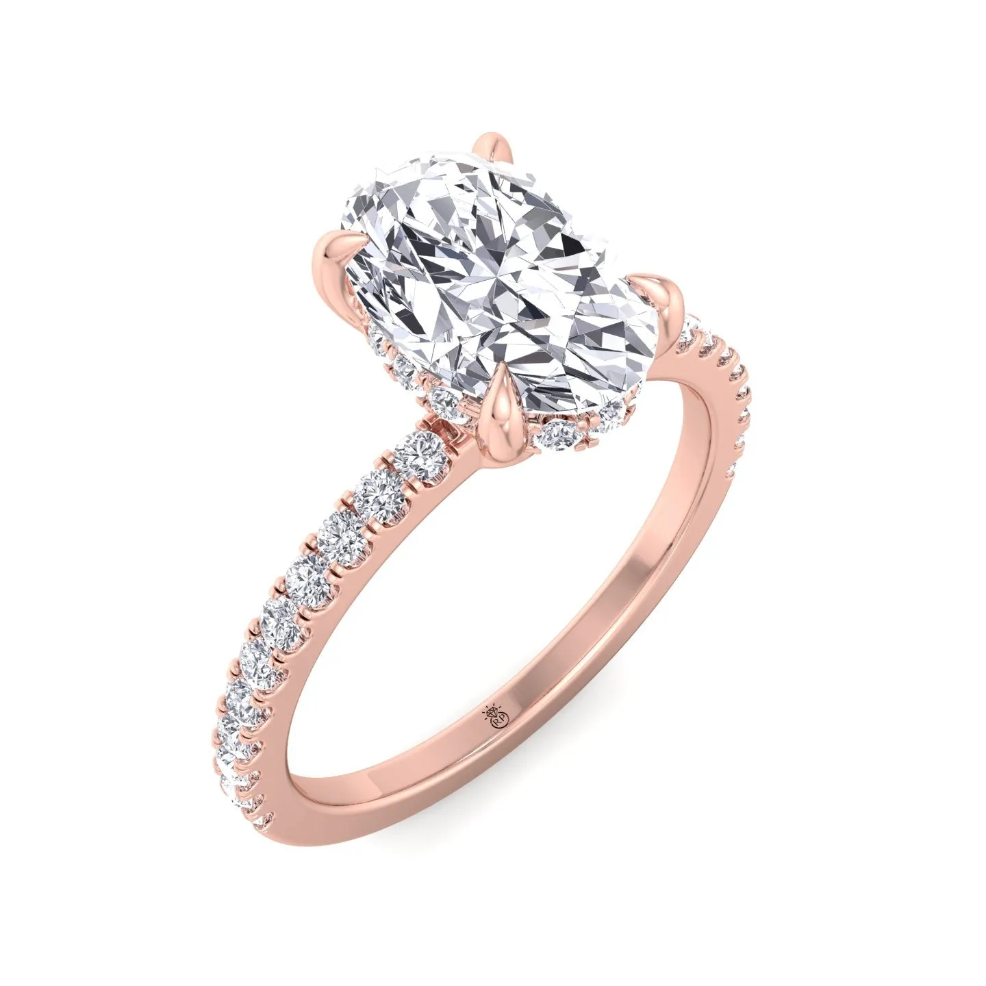 Bruna - Oval Cut Engagement Ring with Marquise and Round Sidestones