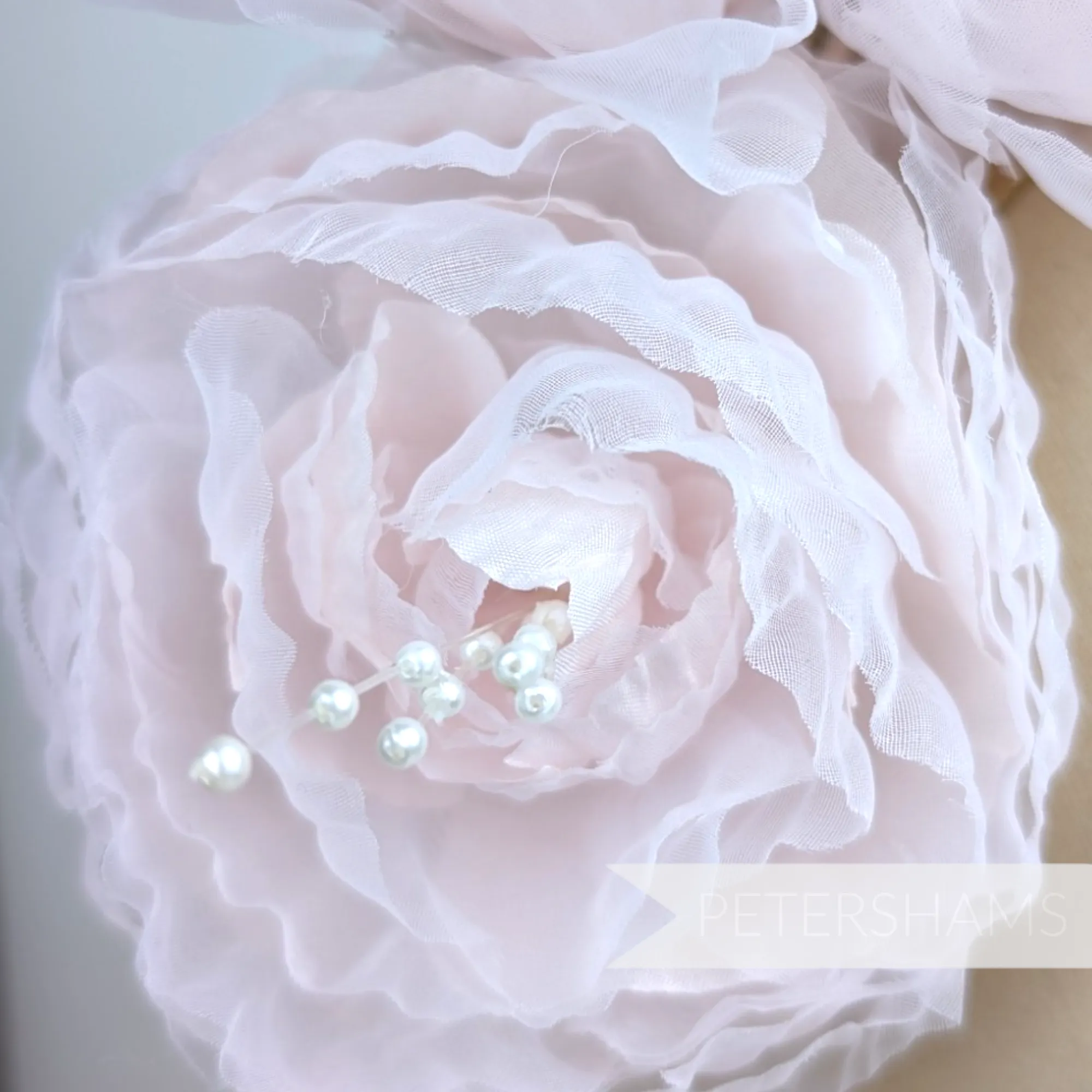'Cinderella' Crystal Organza and Pearl Millinery Hat Flower Mount