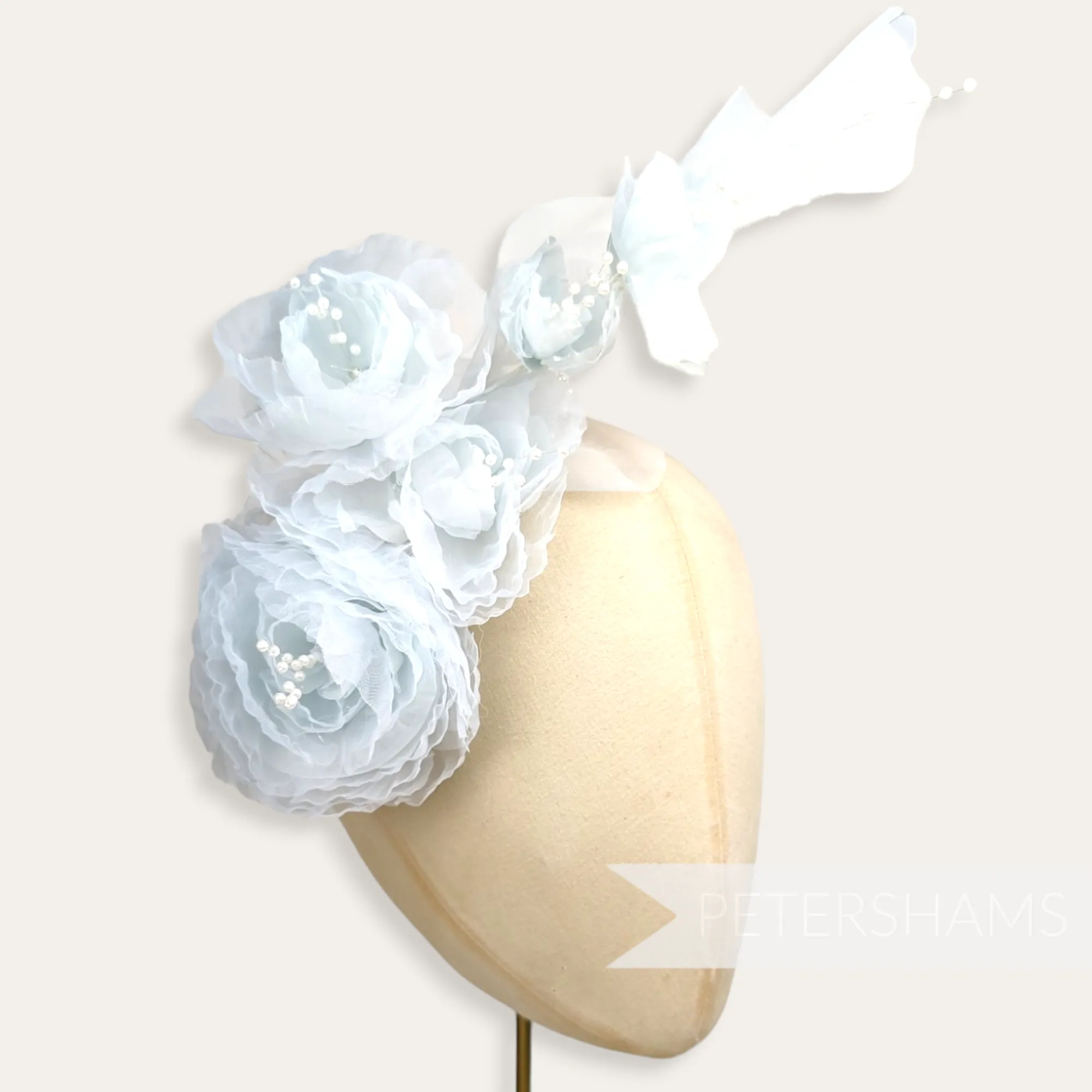 'Cinderella' Crystal Organza and Pearl Millinery Hat Flower Mount