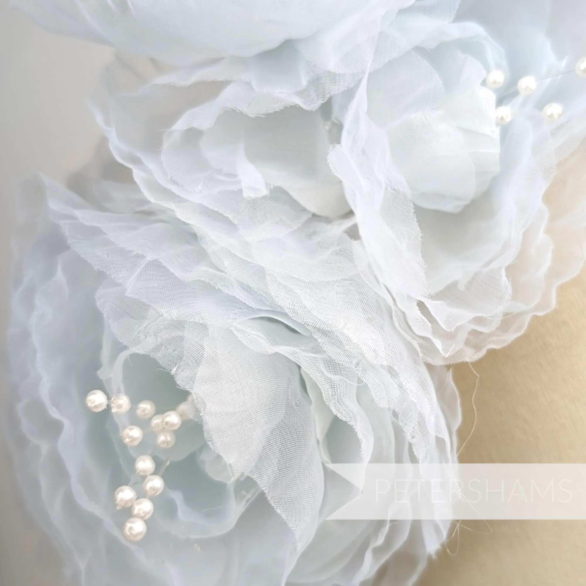 'Cinderella' Crystal Organza and Pearl Millinery Hat Flower Mount