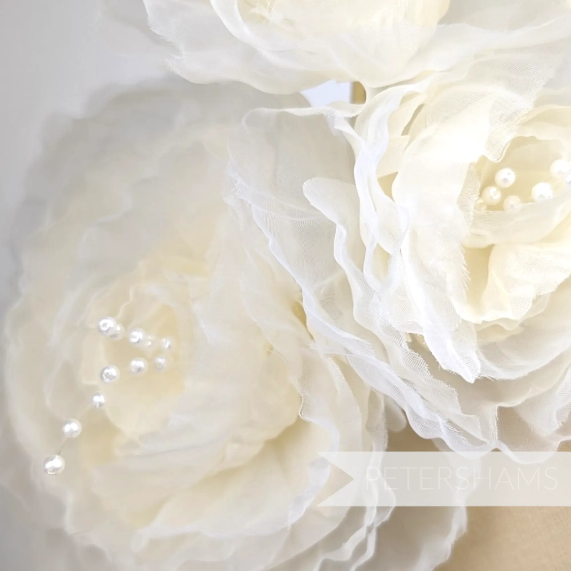 'Cinderella' Crystal Organza and Pearl Millinery Hat Flower Mount