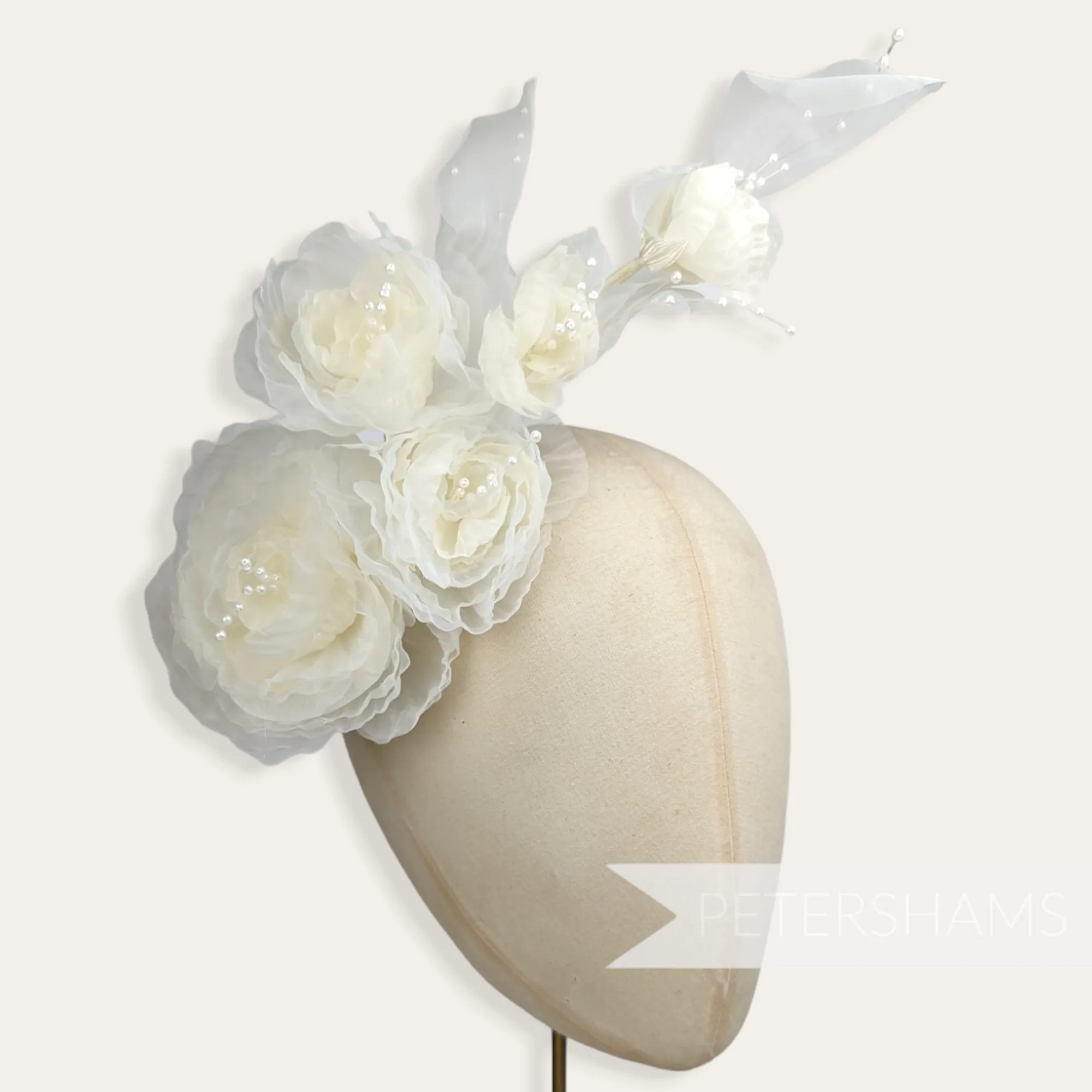 'Cinderella' Crystal Organza and Pearl Millinery Hat Flower Mount