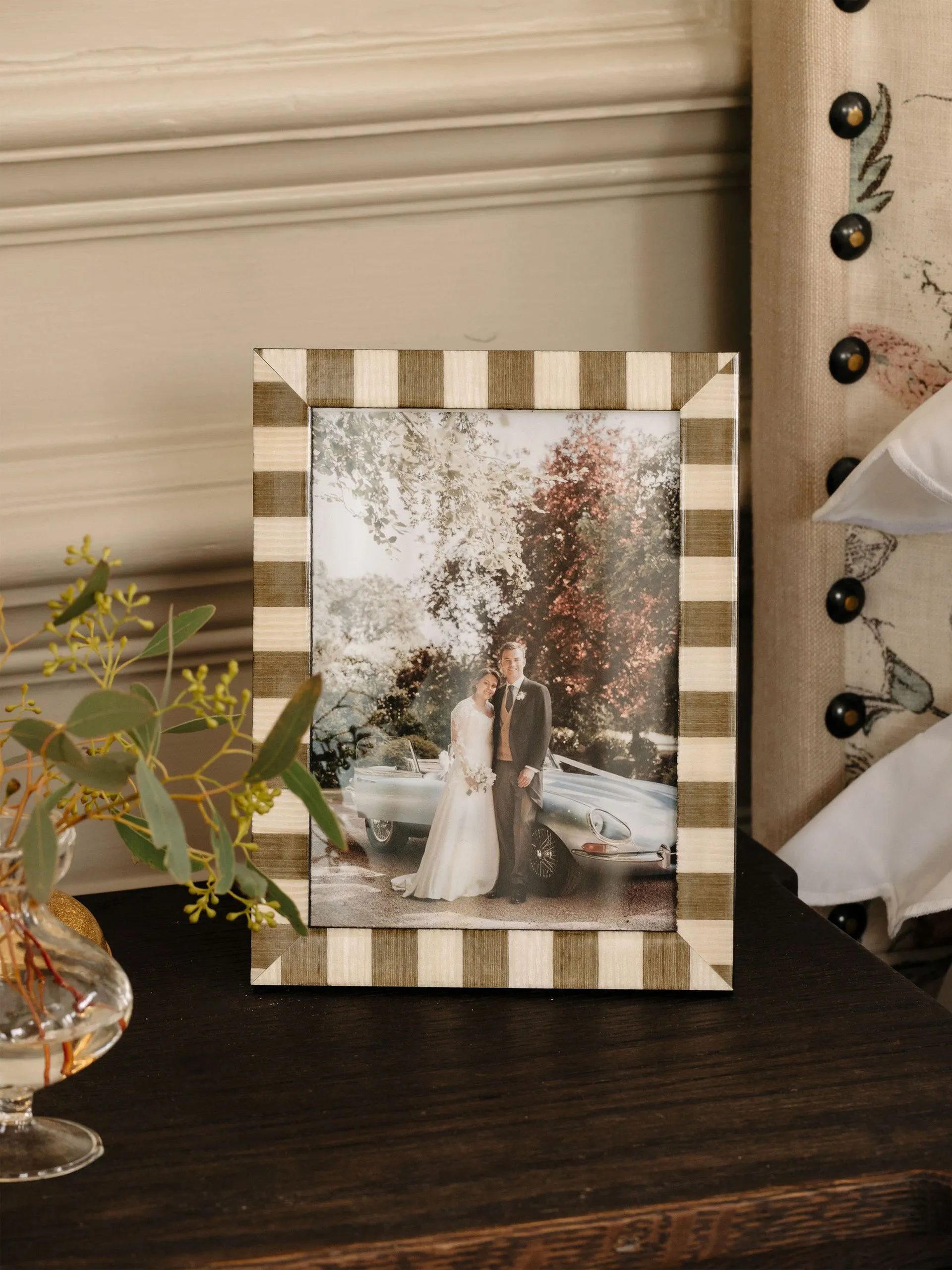 Delilah striped photo frame, taupe