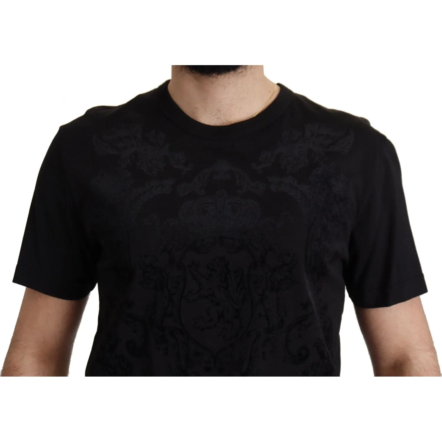 Dolce & Gabbana Elegant Black Baroque Crewneck Tee