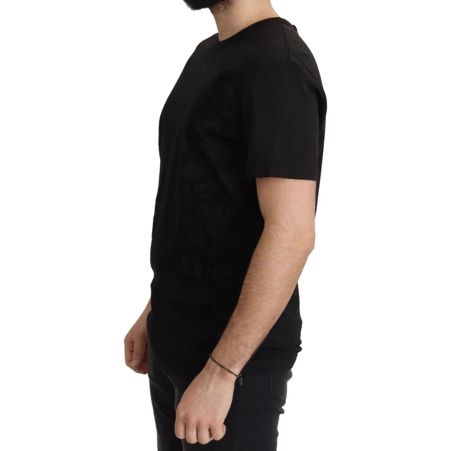 Dolce & Gabbana Elegant Black Baroque Crewneck Tee