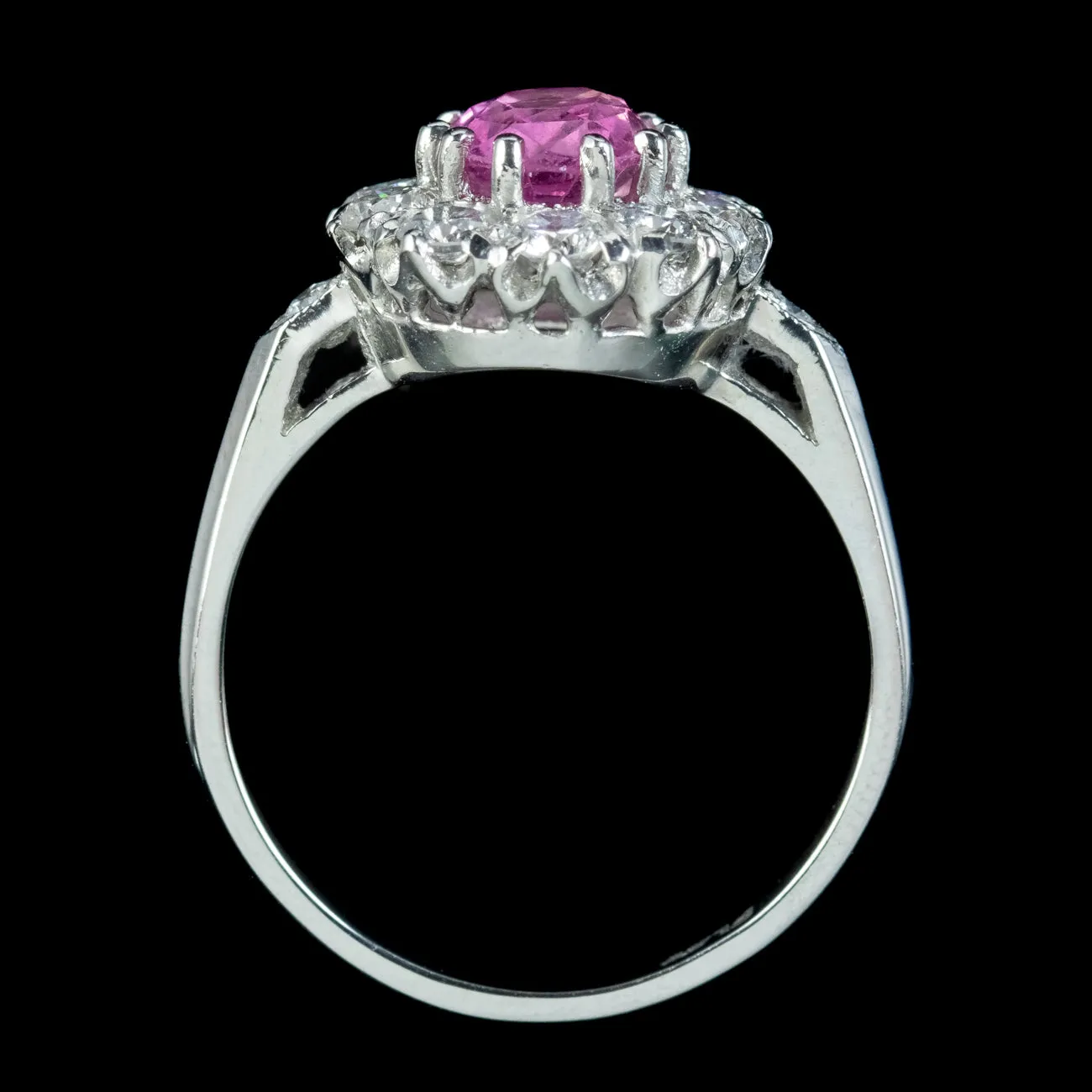 Edwardian Style Pink Sapphire Diamond Cluster Ring 1.6ct Sapphire