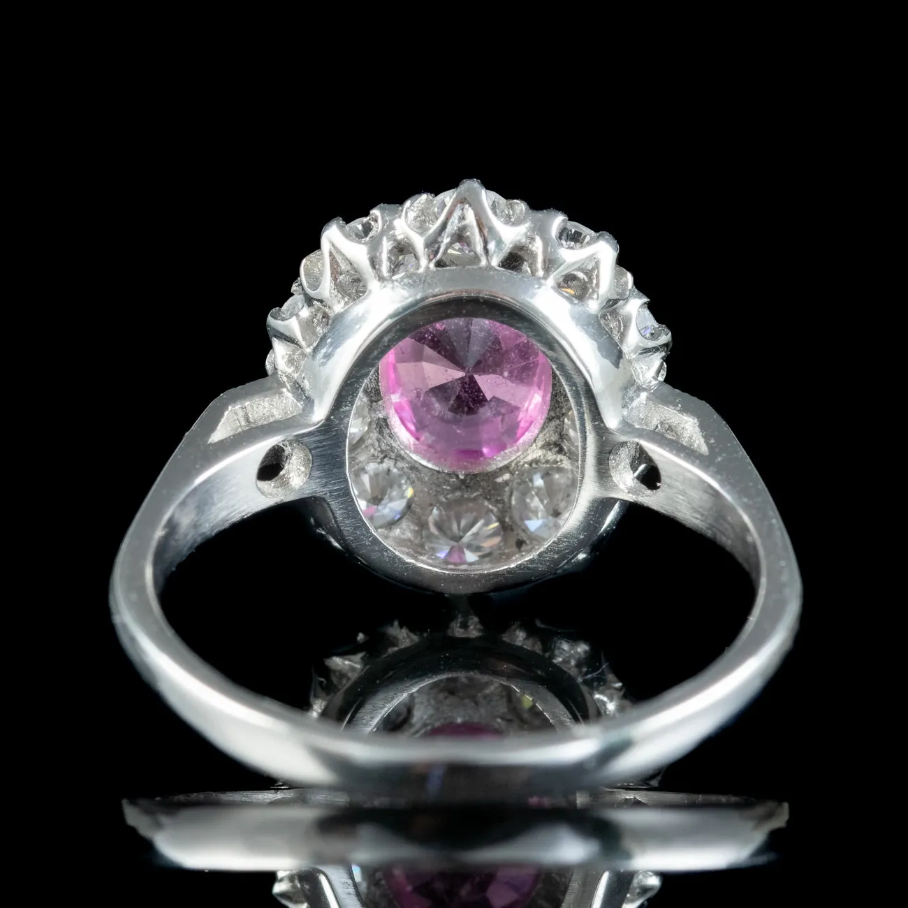 Edwardian Style Pink Sapphire Diamond Cluster Ring 1.6ct Sapphire
