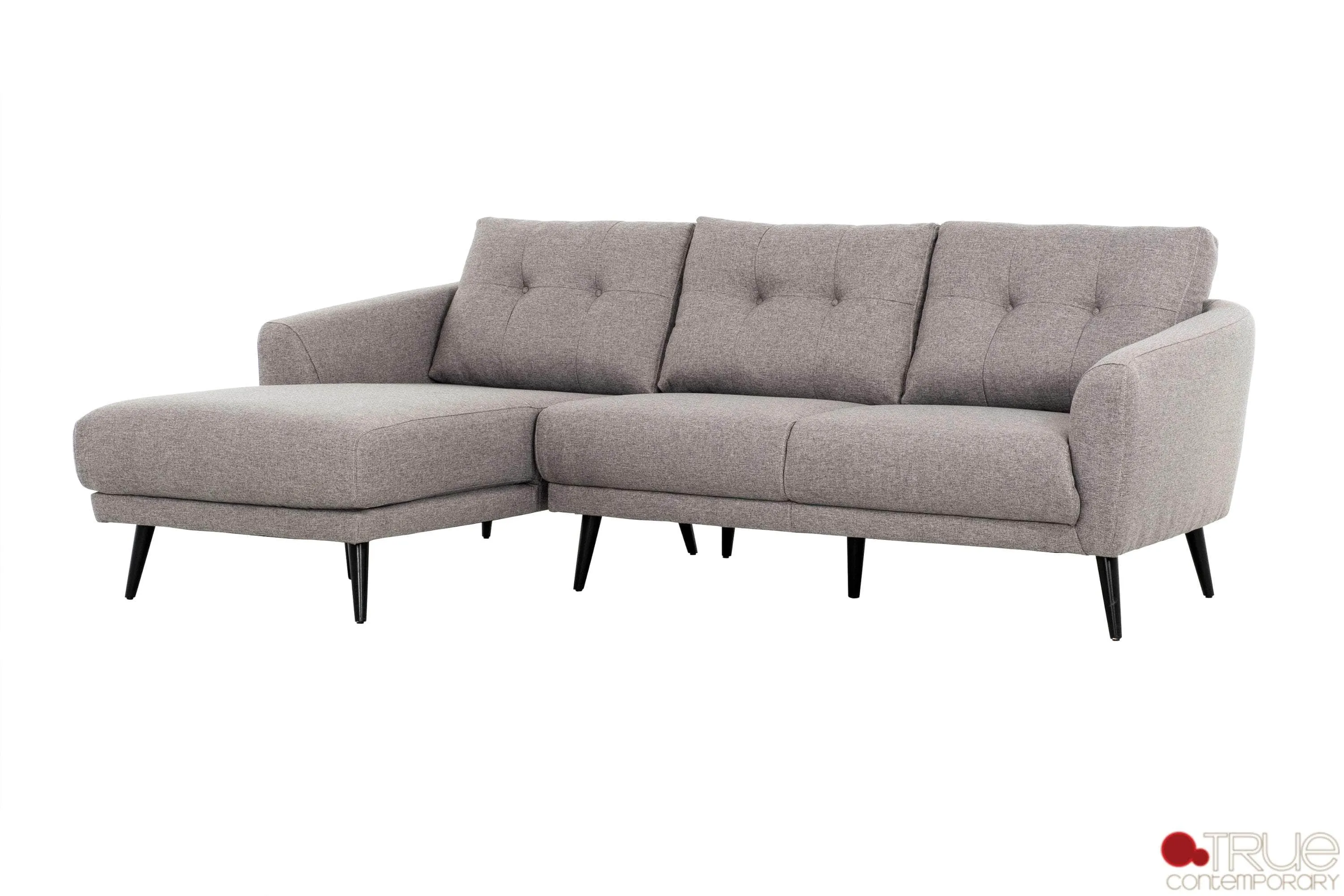 Elizabeth Tufted Sectional Sofa in Nia Grey