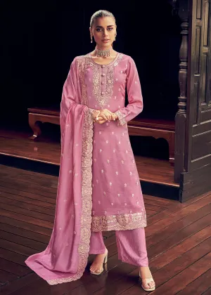 Festive Party Alluring Pink Embroidered Trendy Salwar Kameez