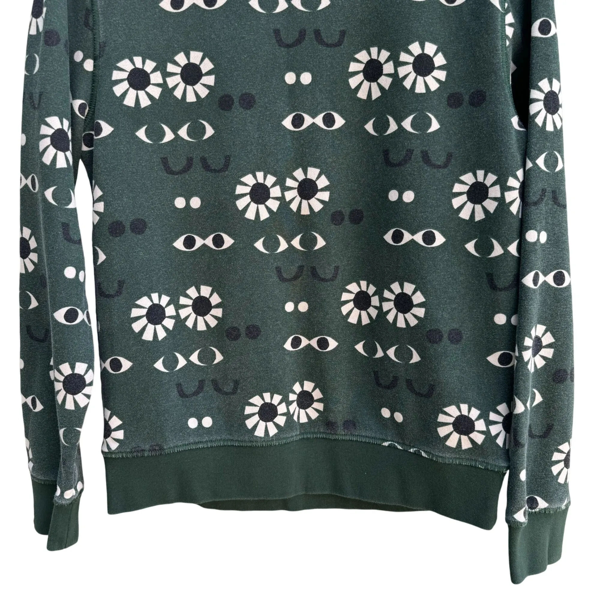 Fielder By Bonobos Mens Green Fleece Long Sleeve Eye Graphic Print Sweatshirt XS