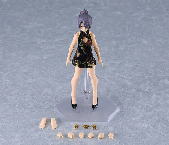 figma Female Body (Mika) with Mini Skirt Chinese Dress Outfit (Black)