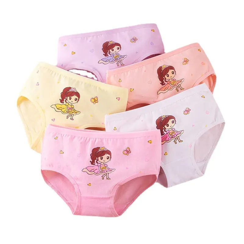 Girls Briefs Fine Cotton Underwear Cute Designs Printing Panties Kids Breathable Soft Healthy Underpants Girls Boxer 4pcs/Lot
