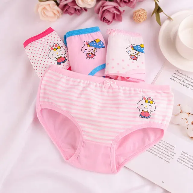 Girls Briefs Fine Cotton Underwear Cute Designs Printing Panties Kids Breathable Soft Healthy Underpants Girls Boxer 4pcs/Lot