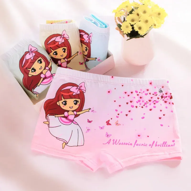 Girls Briefs Fine Cotton Underwear Cute Designs Printing Panties Kids Breathable Soft Healthy Underpants Girls Boxer 4pcs/Lot