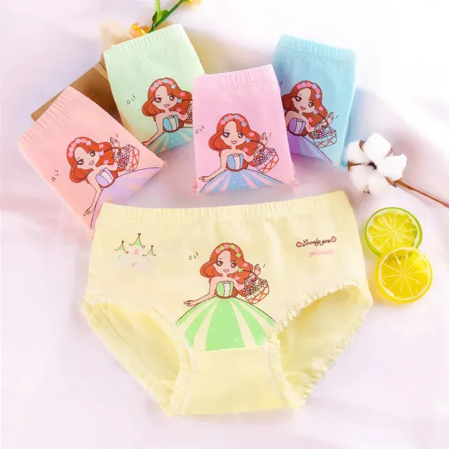 Girls Briefs Fine Cotton Underwear Cute Designs Printing Panties Kids Breathable Soft Healthy Underpants Girls Boxer 4pcs/Lot