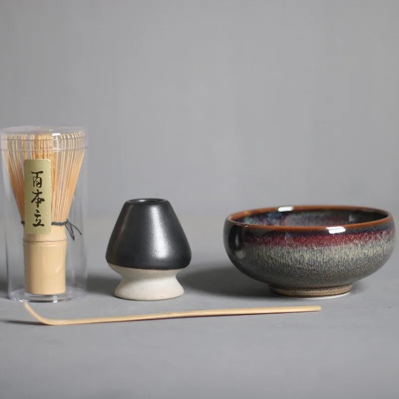 Gohobi Ceramic Kiln Gazed Blue & Purple Matcha Set