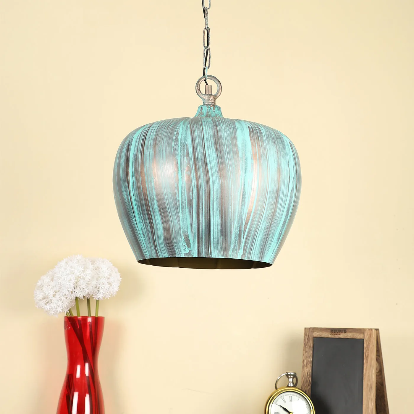 Green Metal Hanging Light - 0187-HL - Included Bulb