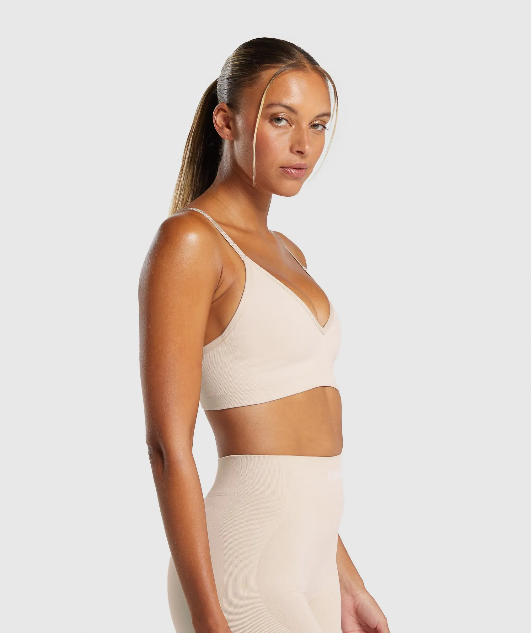 Gymshark Seamless V Neck Bralette - Pebble Grey