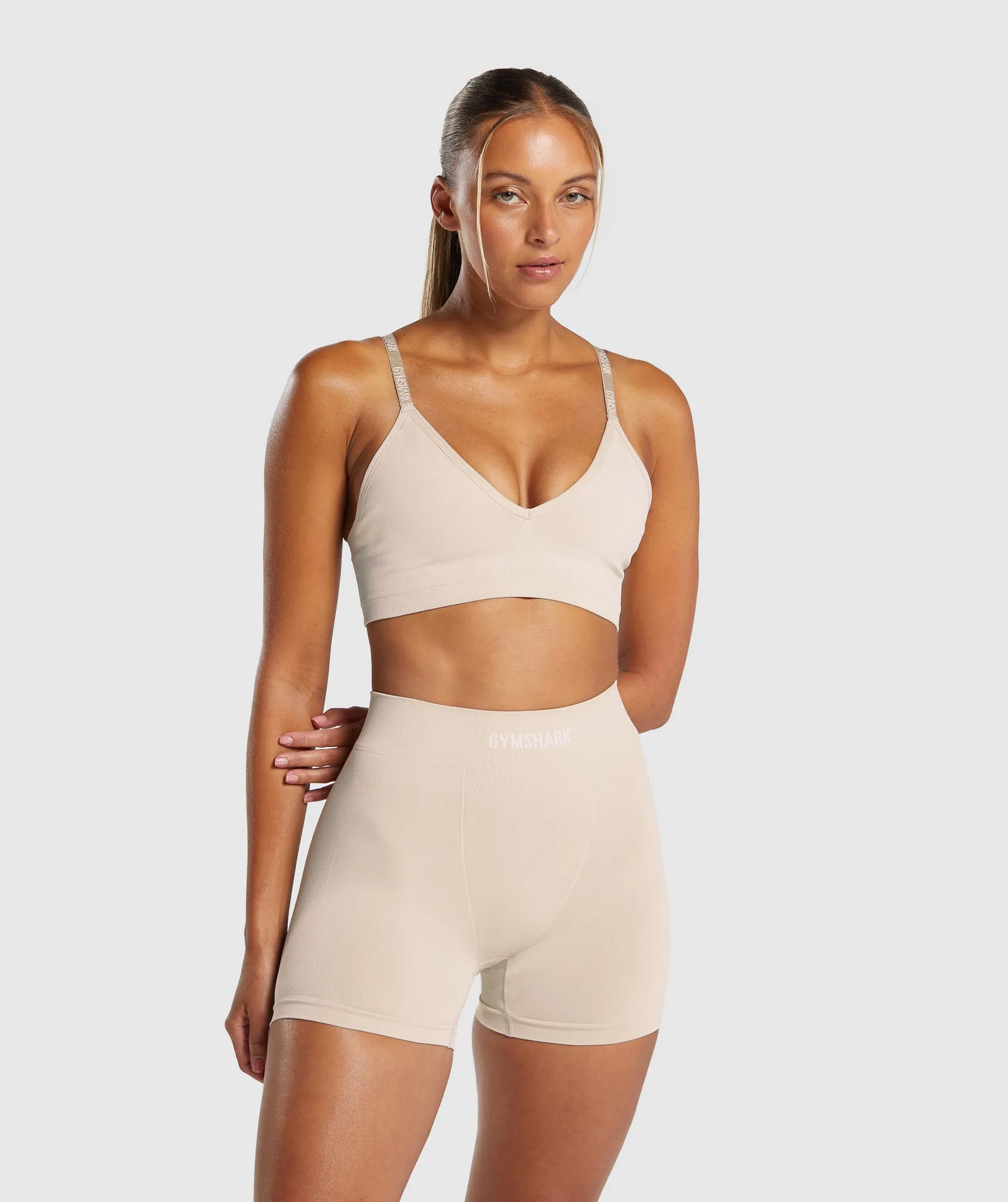 Gymshark Seamless V Neck Bralette - Pebble Grey