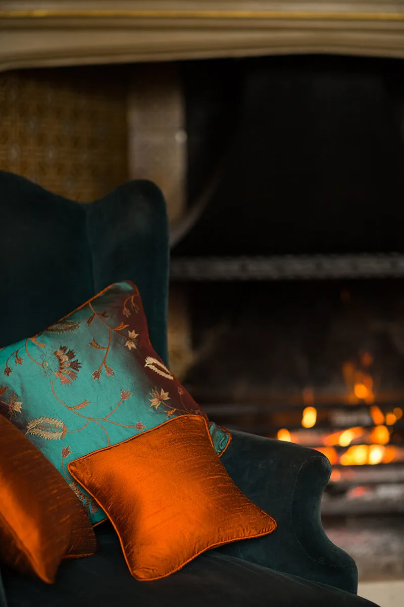 Medium Silk Cushion in Aqua Teal