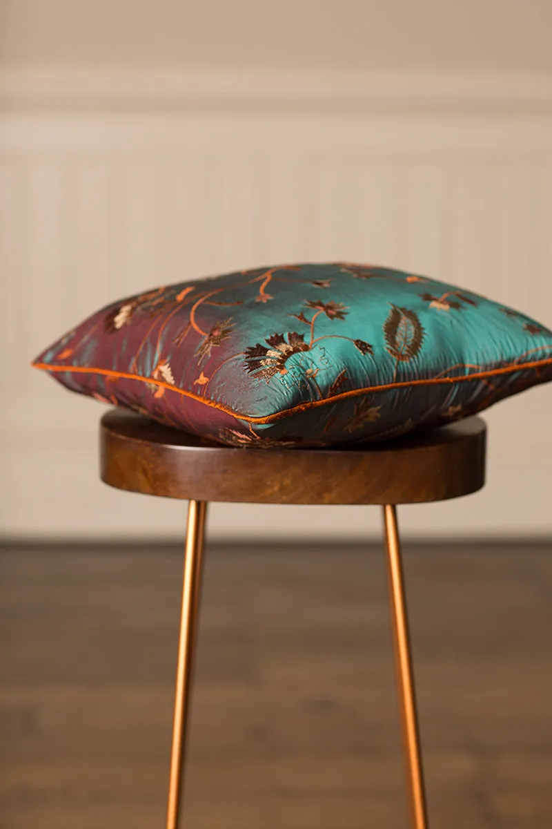 Medium Silk Cushion in Aqua Teal