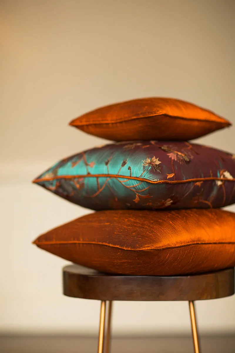 Medium Silk Cushion in Aqua Teal