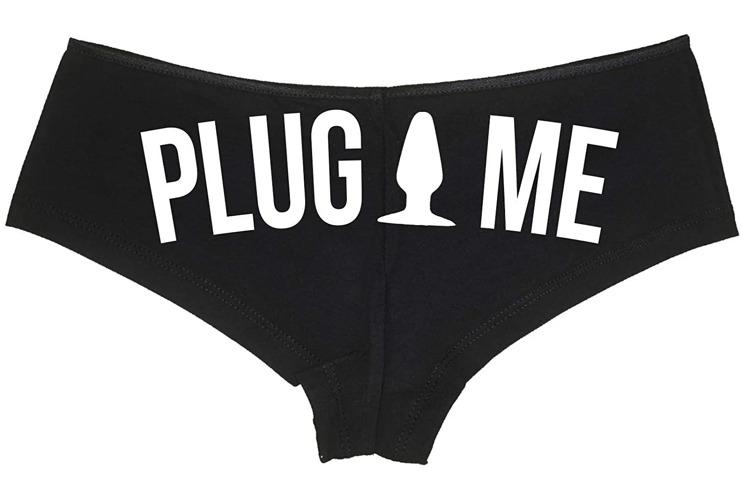 Plug Me • Black Boyshort • Choose Text Color