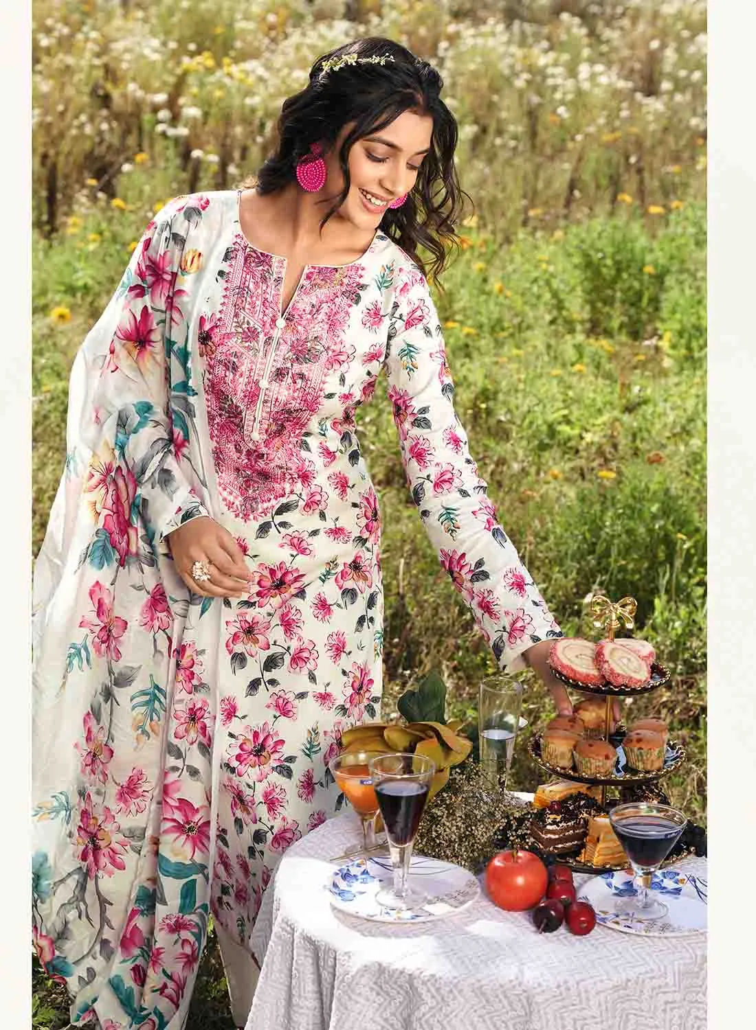 Pure Lawn Cotton Unstitched Salwar Suit Dress Materials for Women