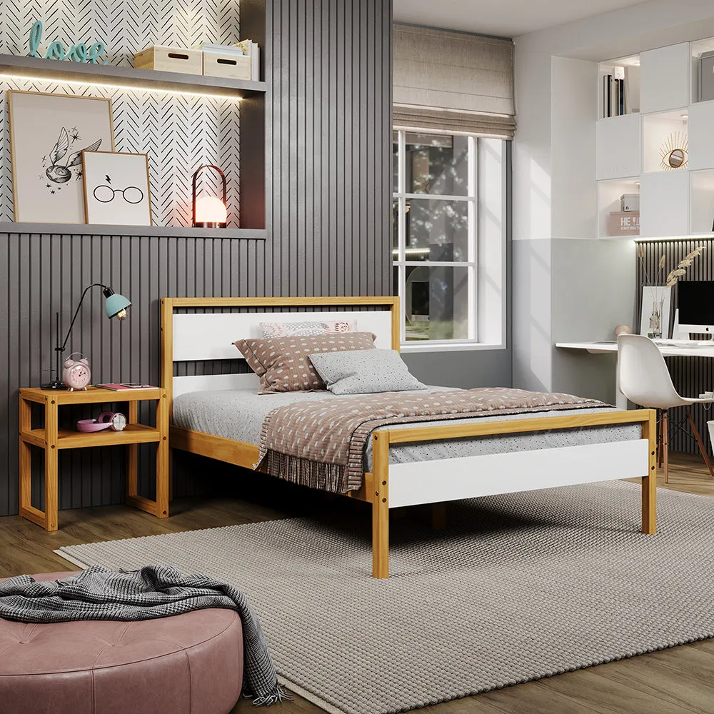 Quadra Full Bed - White and Natural