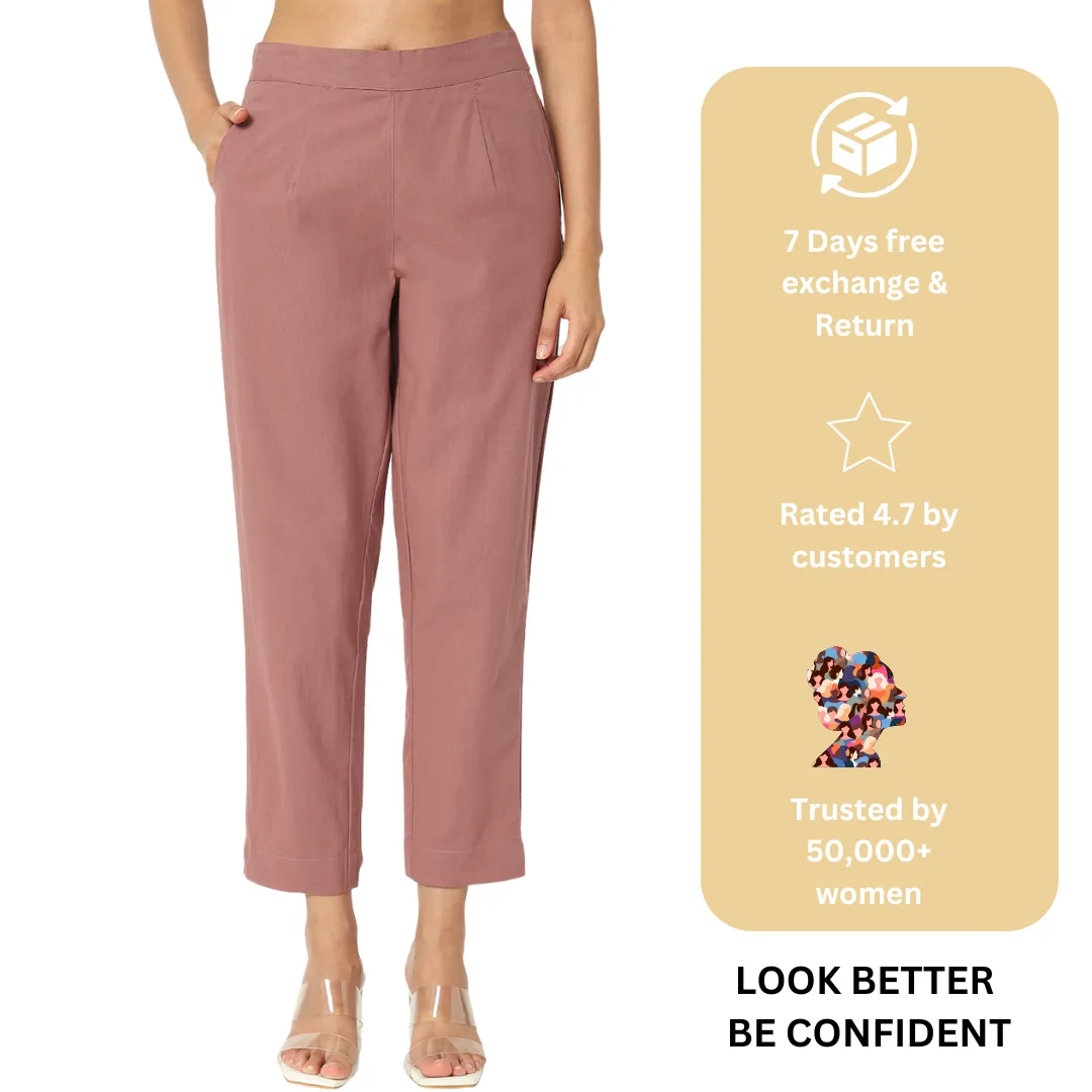 ROSE TAUPE COTTON PANTS
