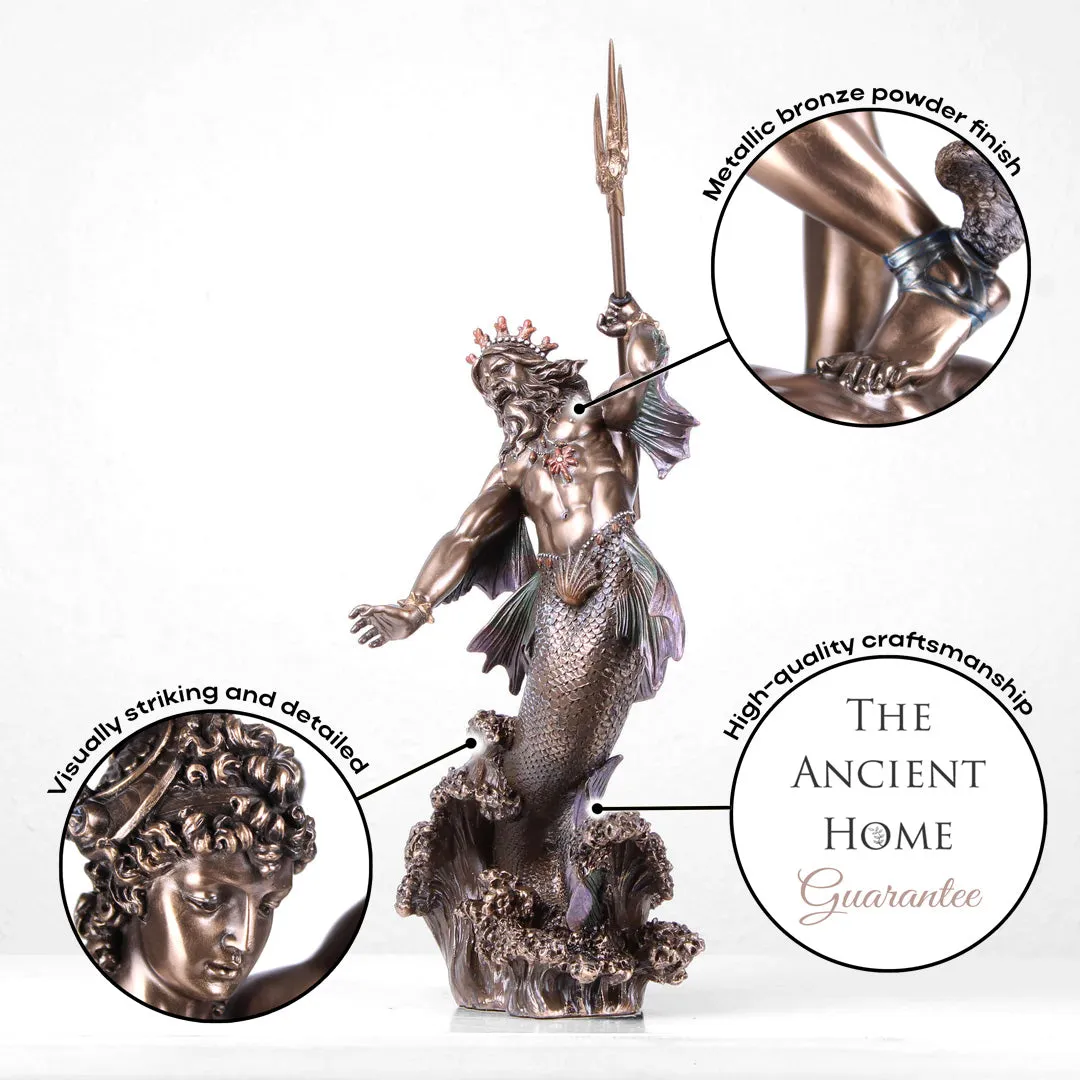 Statue of Poseidon (God of the Sea - Cold Cast Bronze Sculpture)