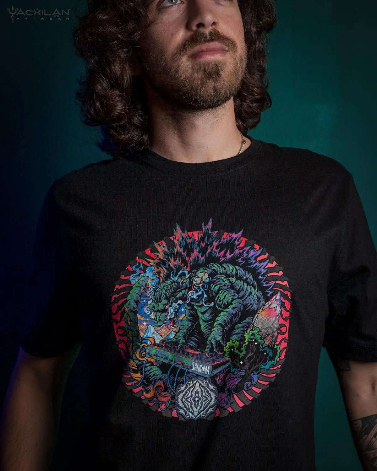 T-Shirt Men / Organic Cotton Black - Sangoma GODZILLA SUN