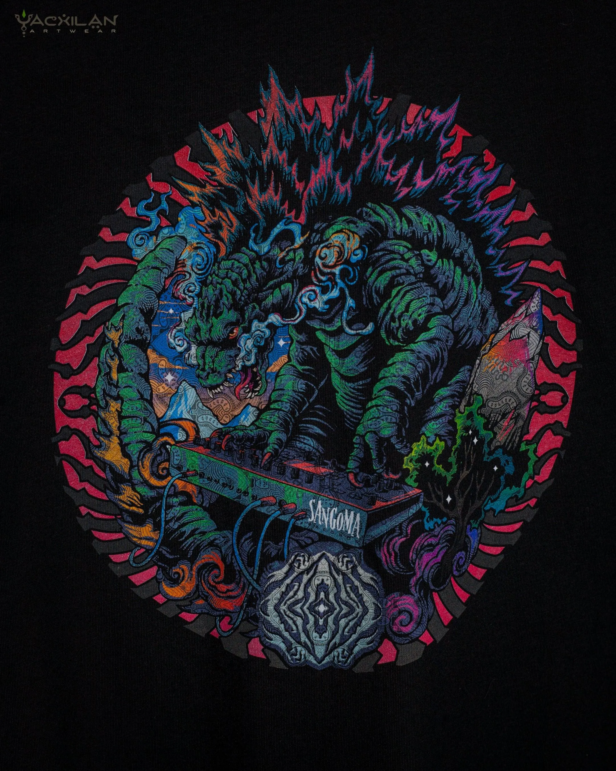 T-Shirt Men / Organic Cotton Black - Sangoma GODZILLA SUN