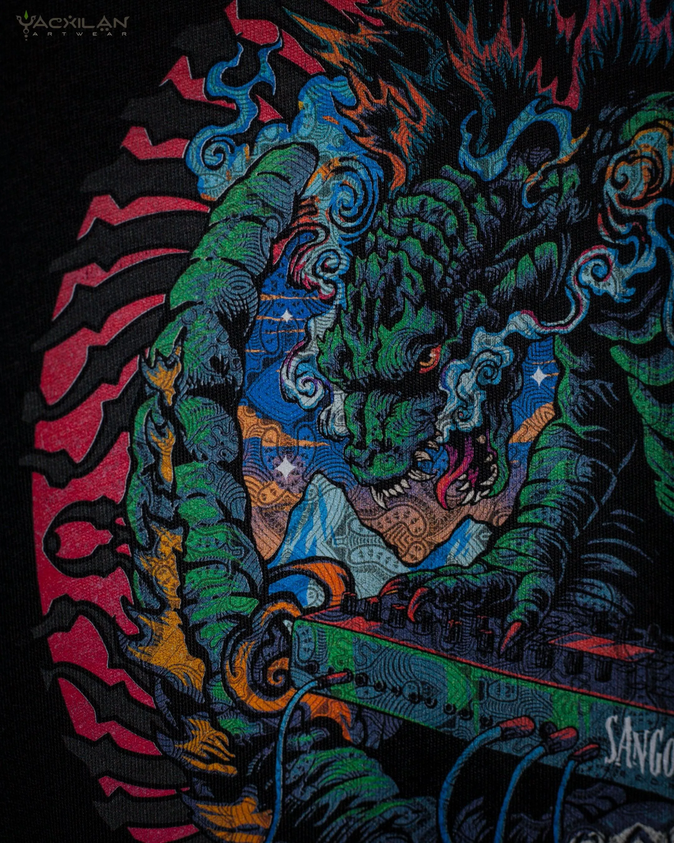 T-Shirt Men / Organic Cotton Black - Sangoma GODZILLA SUN